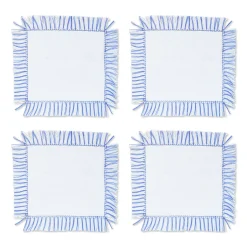 Chefanie Blue & White Fringe Cocktail Napkins (4) Clearance
