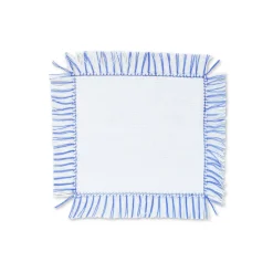 Chefanie Blue & White Fringe Cocktail Napkins (4) Clearance