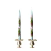 Chefanie Blue Painted Tulip Tapers (2) Clearance