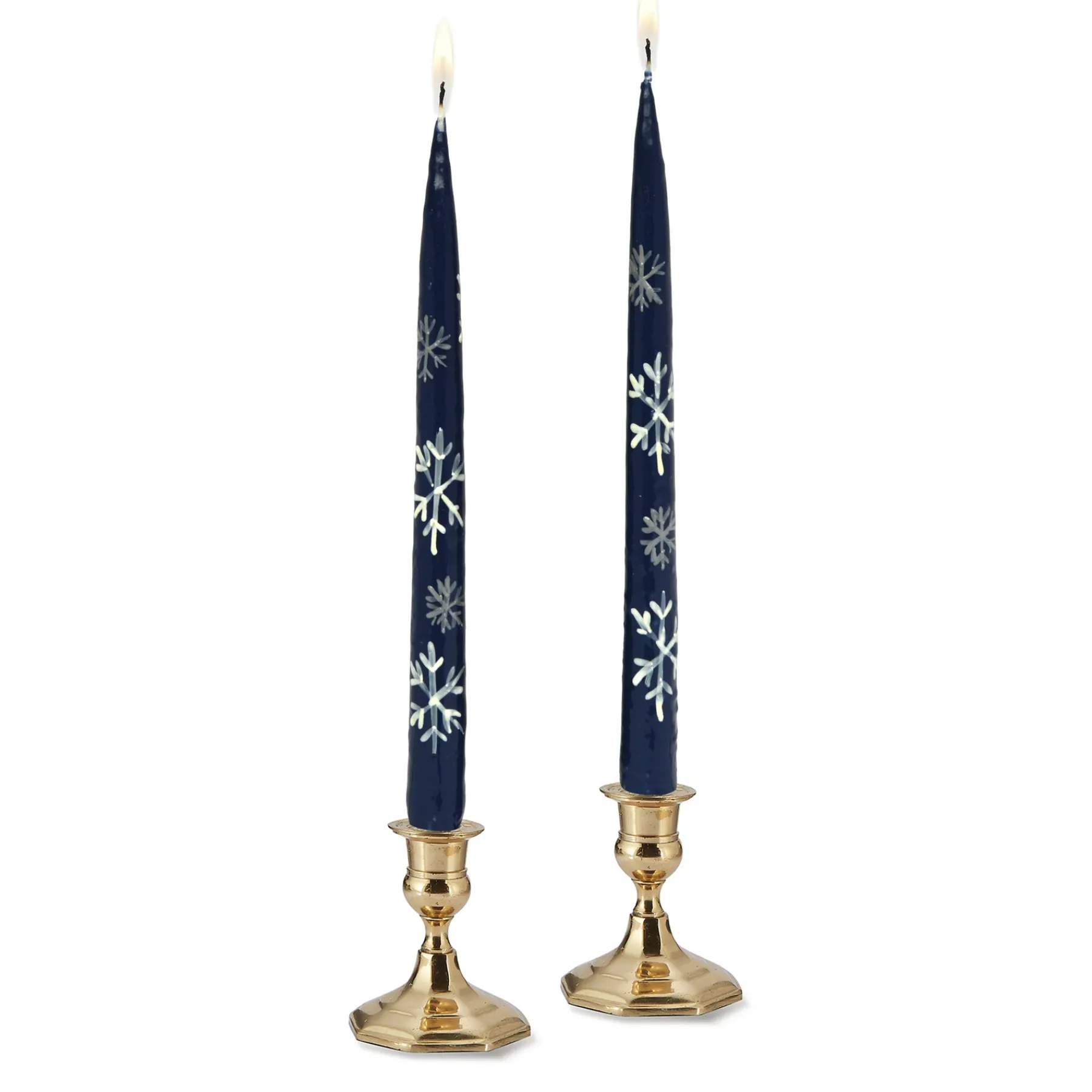 Chefanie Blue Snowflake Painted Tapers (2)