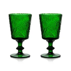 Chefanie Green Embossed Stem Glasses (4) Outlet