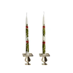 Chefanie Painted Mistletoe Tapers (2) Discount