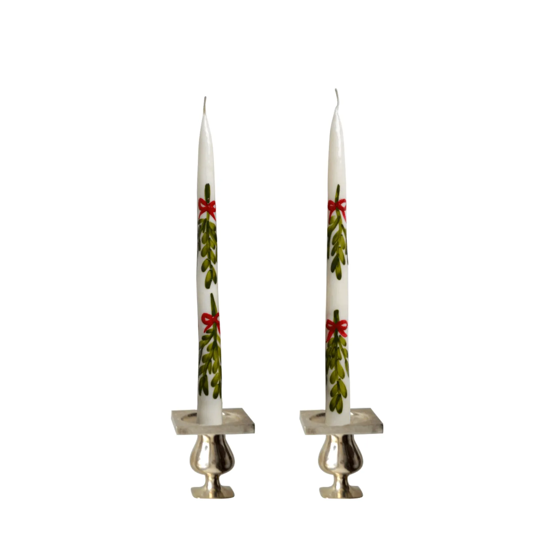Chefanie Painted Mistletoe Tapers (2) Discount