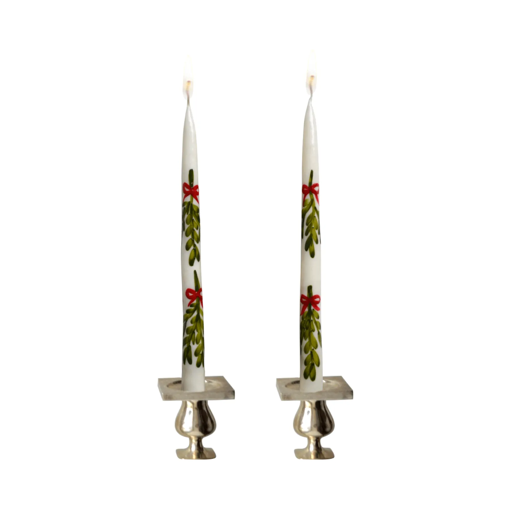 Chefanie Painted Mistletoe Tapers (2) Discount