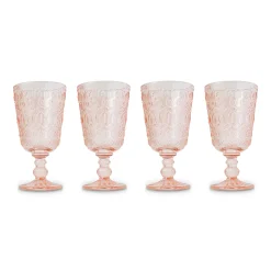 Chefanie Pink Embossed Stem Glasses (4) Outlet