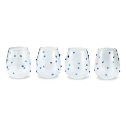 Chefanie Stemless Blue Dot Glasses (4) Outlet