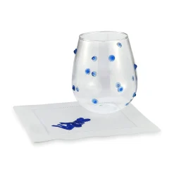 Chefanie Stemless Blue Dot Glasses (4) Outlet