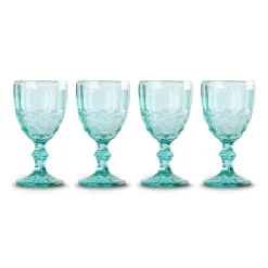 Chefanie Teal Embossed Stem Glasses (4) Best